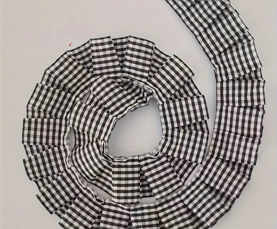 ADD ON-Plaid Ruffle Trimming for Bandanas-Red and Black