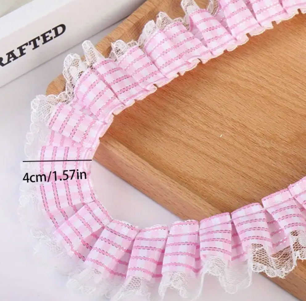 Pink plaid Trim for Bandanas