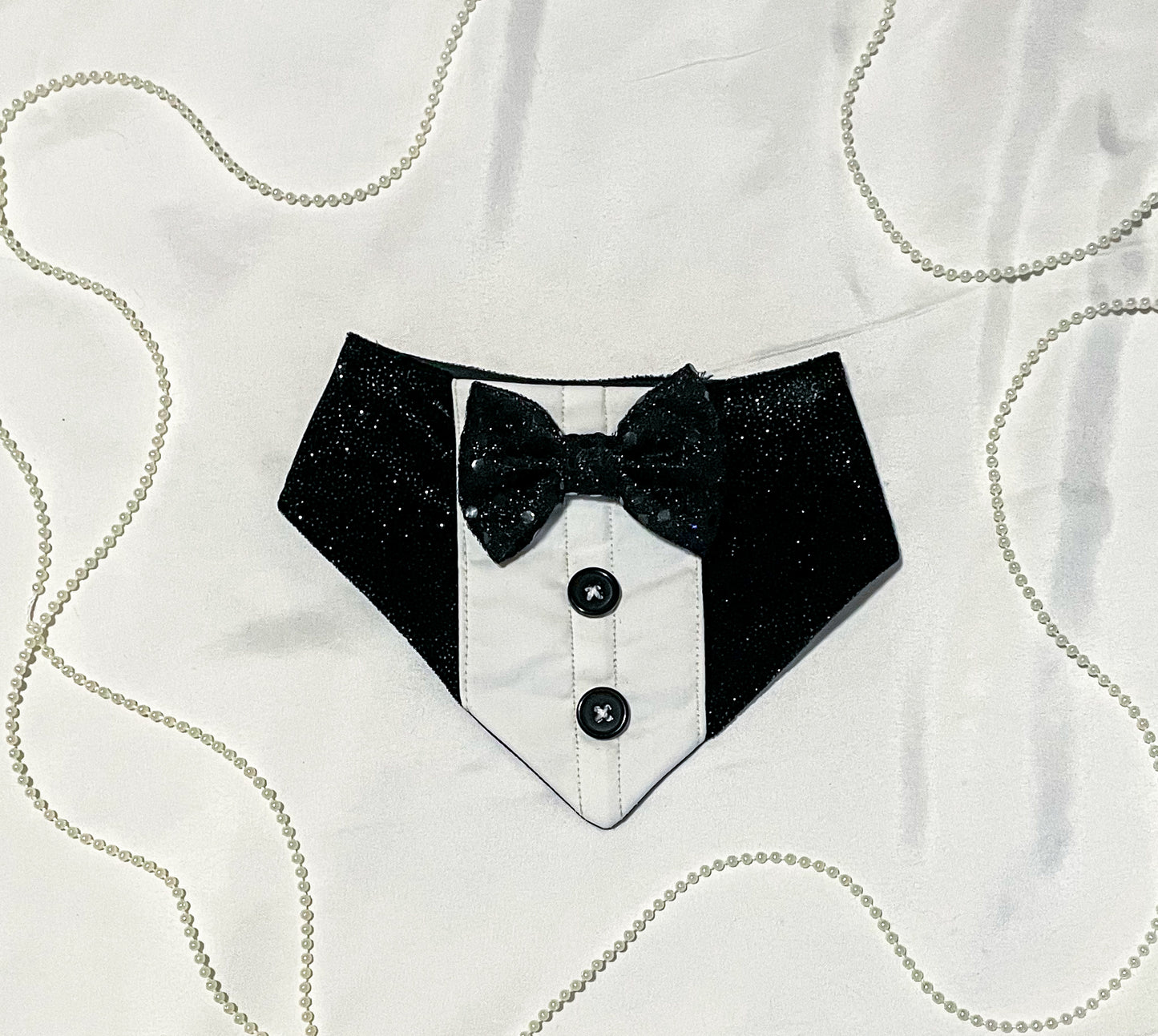 Date night Tuxedo Bandanas | Black Glitter | Red Hearts