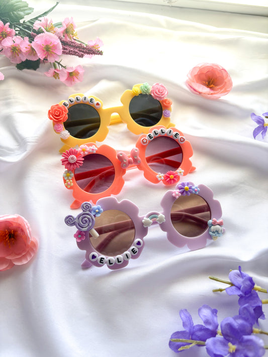 5” Personalized Flower Sunglasses-Charms| Pet Name | Sunnies