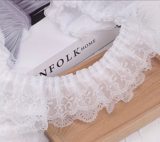 White double layer lace Trimming for Bandanas