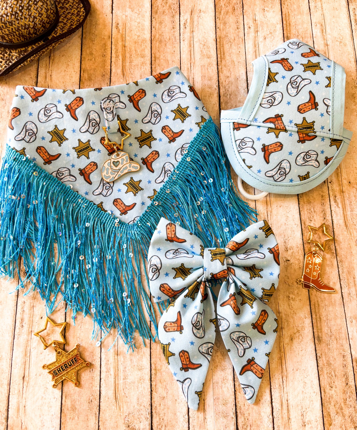 BLUE~Pleionecreative Collab- Pupsnbows Extra items-Hats, Key Fob & Piggies