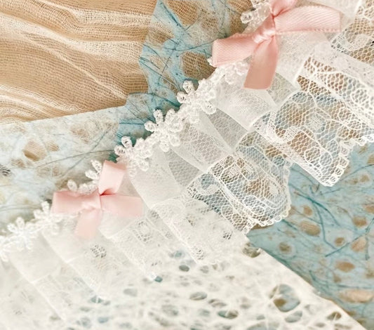 Lace pink bow Trimming for Bandanas