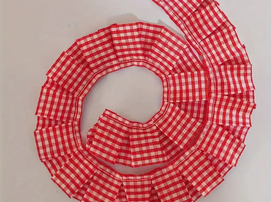 ADD ON-Plaid Ruffle Trimming for Bandanas-Red and Black
