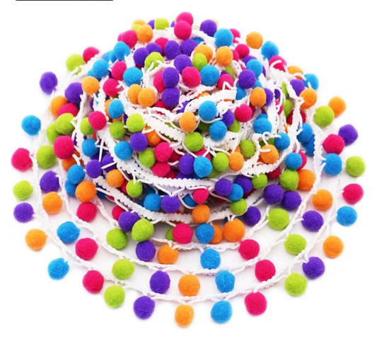 Rainbow Pom pom Trimming for Bandanas