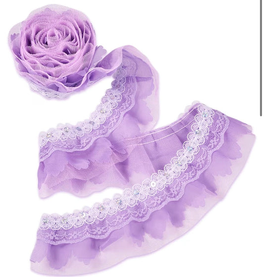 Purple Lace Sequin Trimming for Bandanas