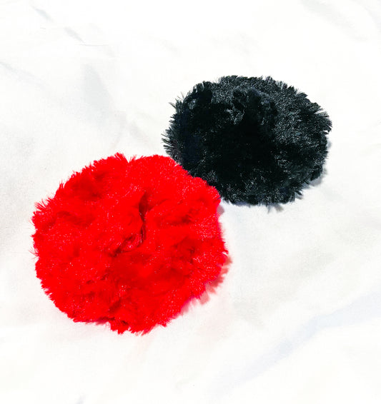 Fur Beret Hat | Fashion Hat | Winter Outfit | Dog Hat | Black & Red