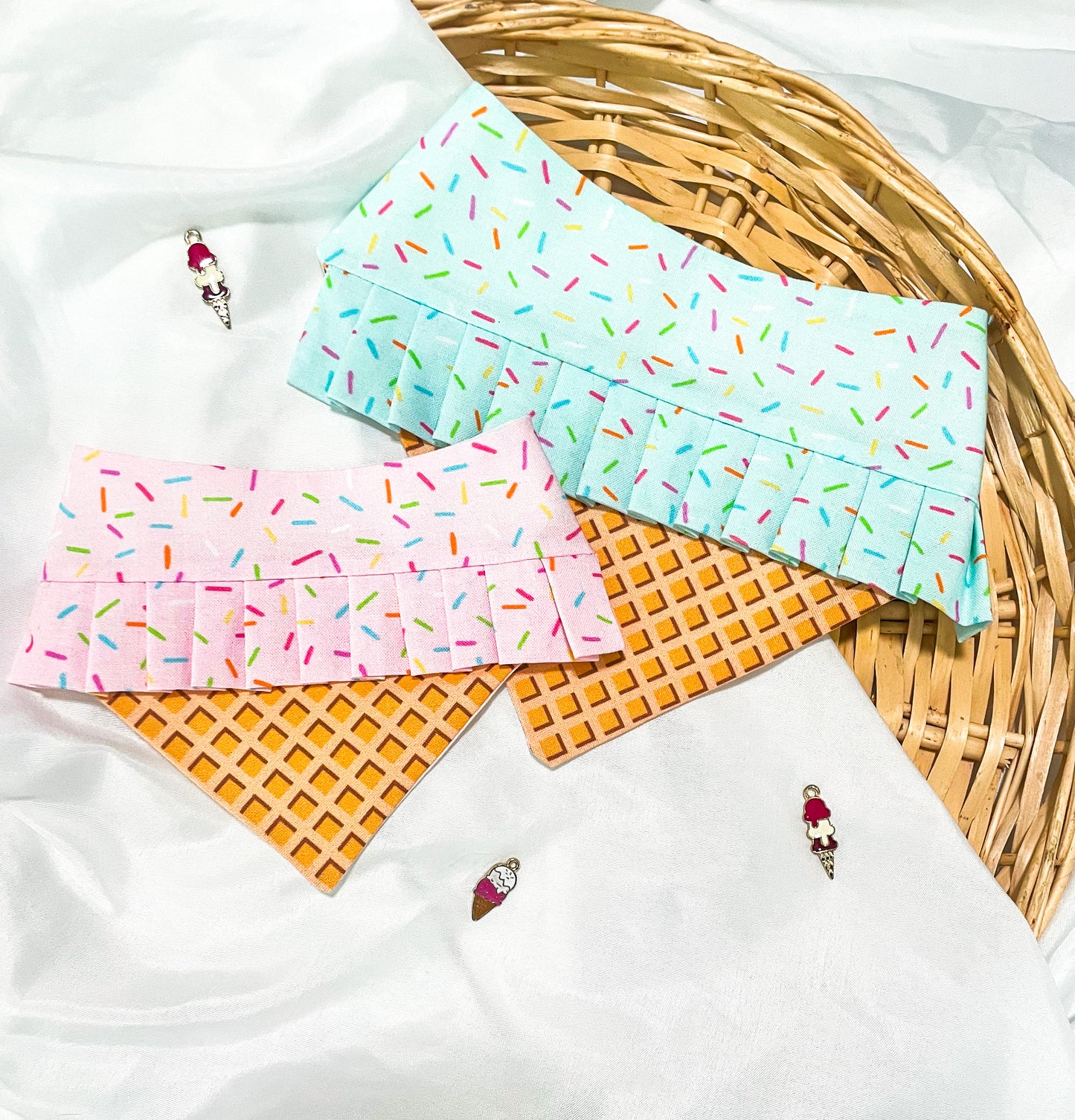 Ice Cream Cone | Vanilla | Strawberry | Mint | Ice Cream Bandana | Ice cream Bow