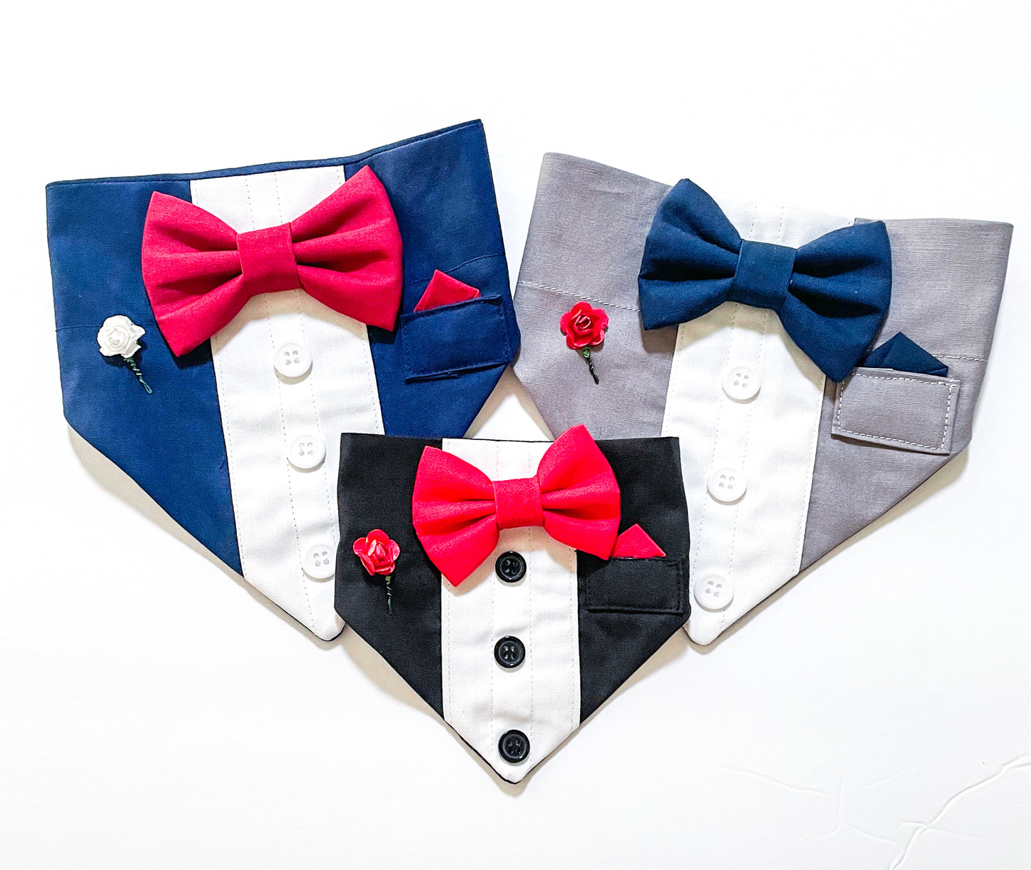 Pet Tuxedo Bandana | Black | Navy | Grey