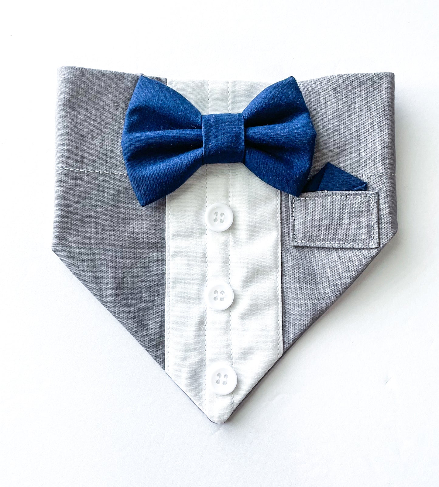 Pet Tuxedo Bandana | Black | Navy | Grey