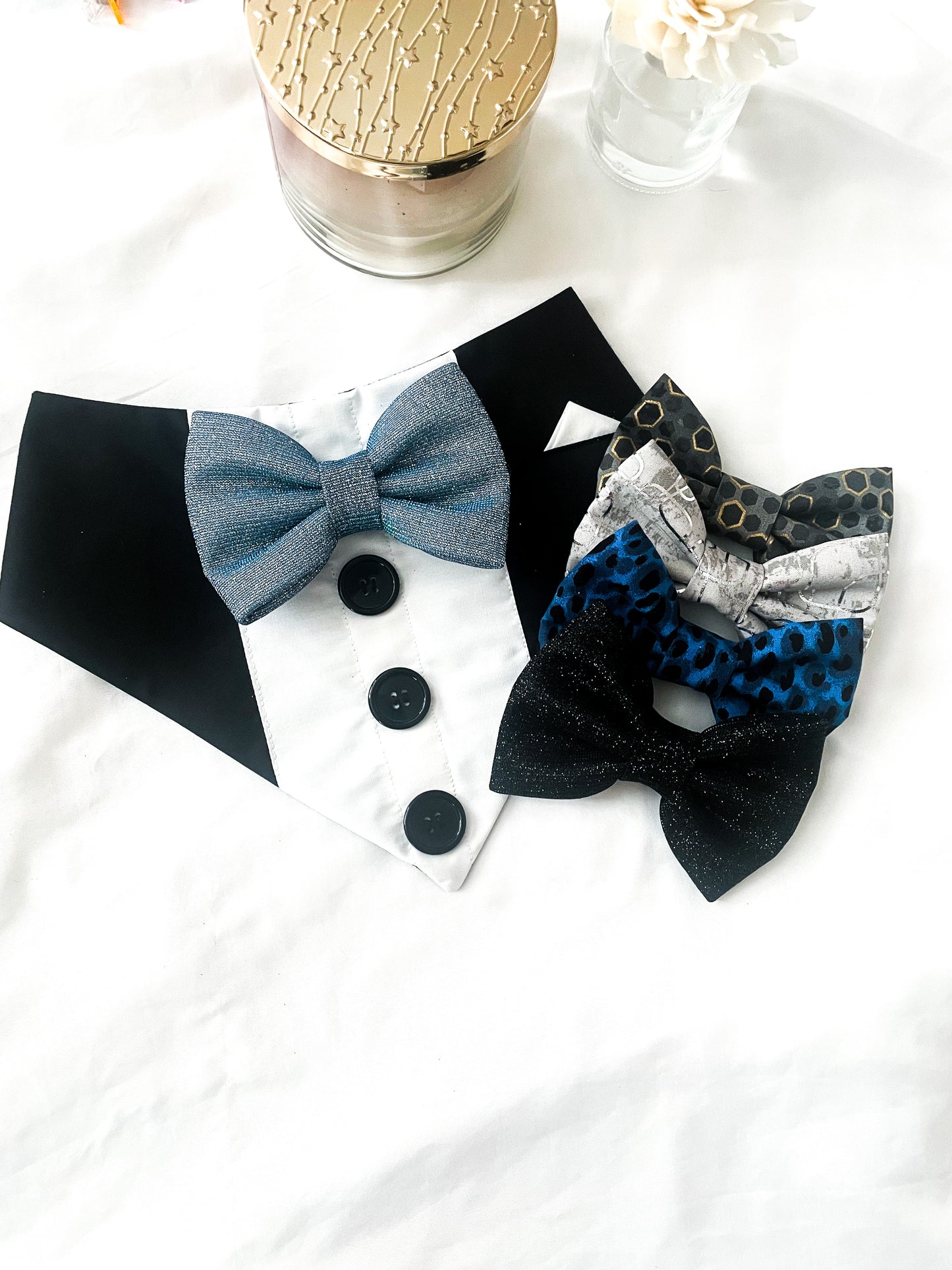 Exchangeable Bow Tie Tuxedo Bundle of 4 Bow Ties| Black Tuxedo |Thor Armani Style